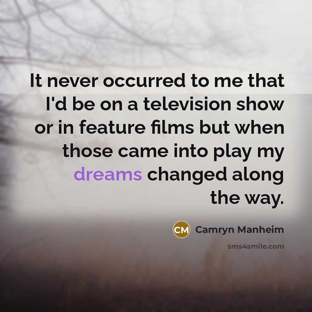 “It never occurred to me that I'd be on a…” quote by Camryn Manheim