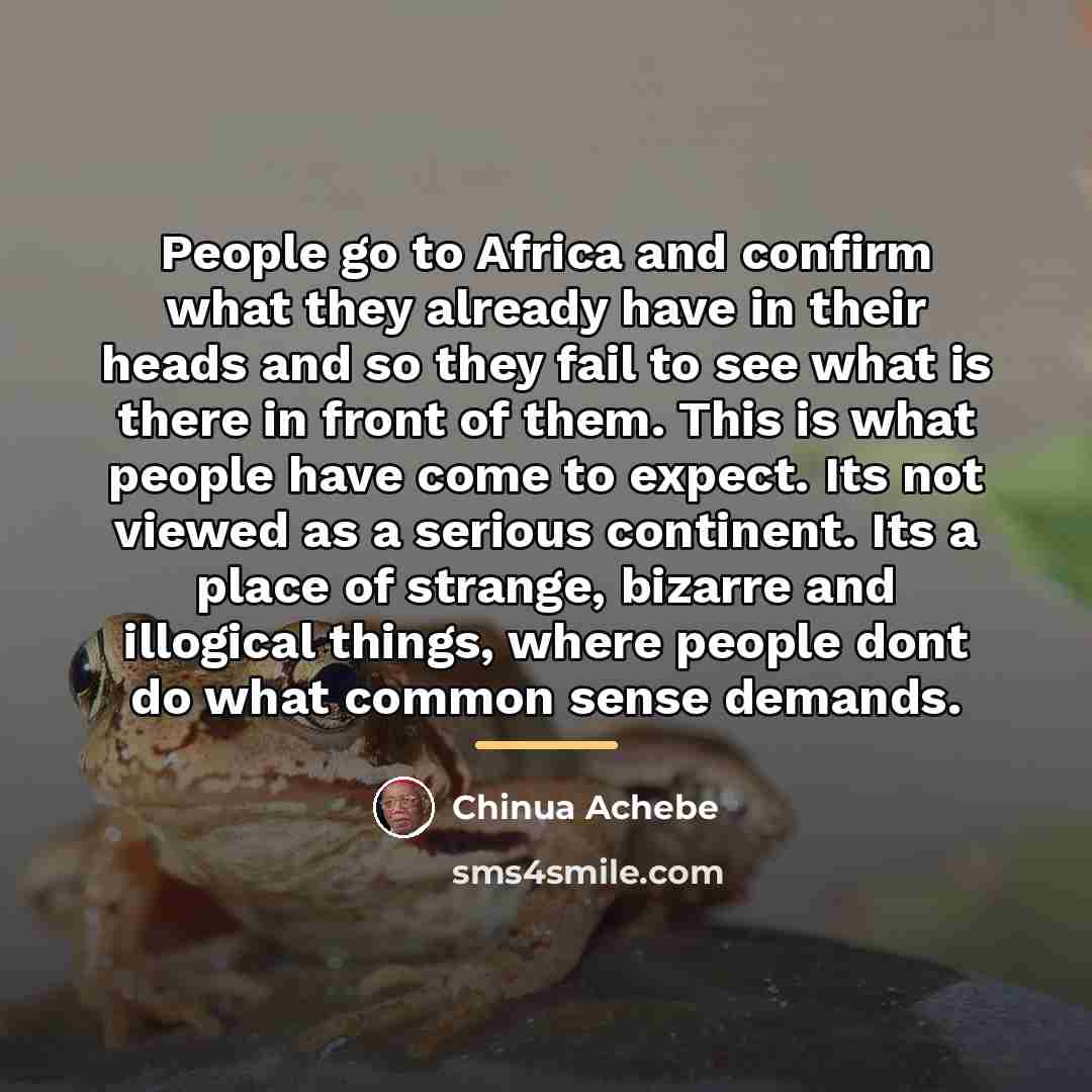 “People go to Africa and confirm what they already have…” quote by Chinua Achebe