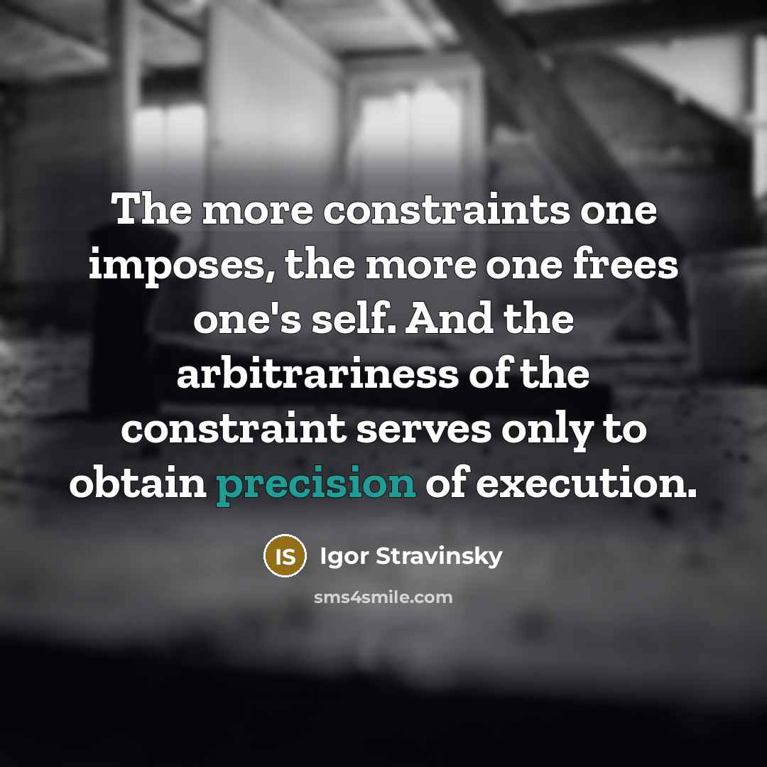 “The more constraints one imposes, the more one frees one's…” quote by Igor Stravinsky