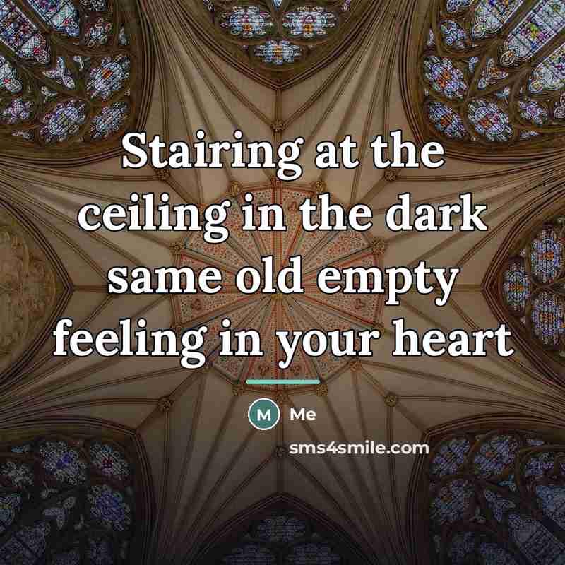 “Stairing at the ceiling in the dark same old empty…” quote by Me