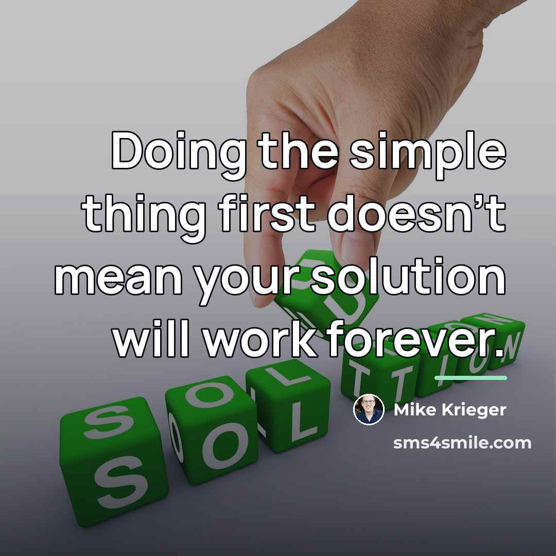 “Doing the simple thing first doesn't mean your solution will…” quote by Mike Krieger