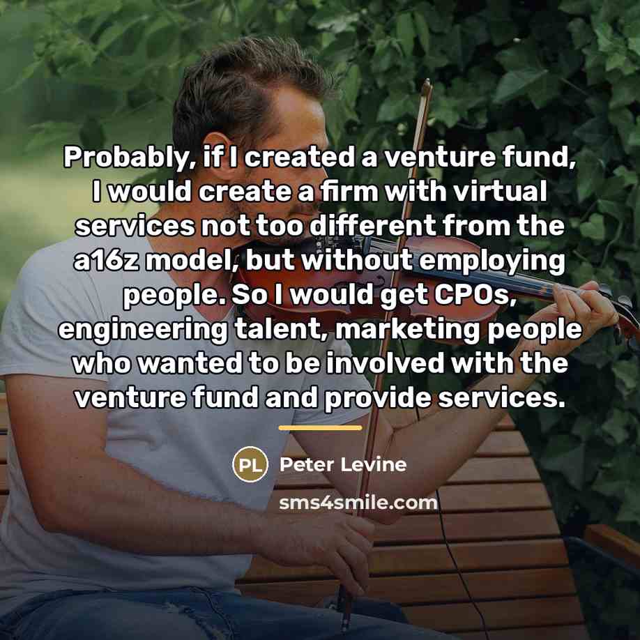 “Probably, if I created a venture fund, I would create…” quote by Peter Levine