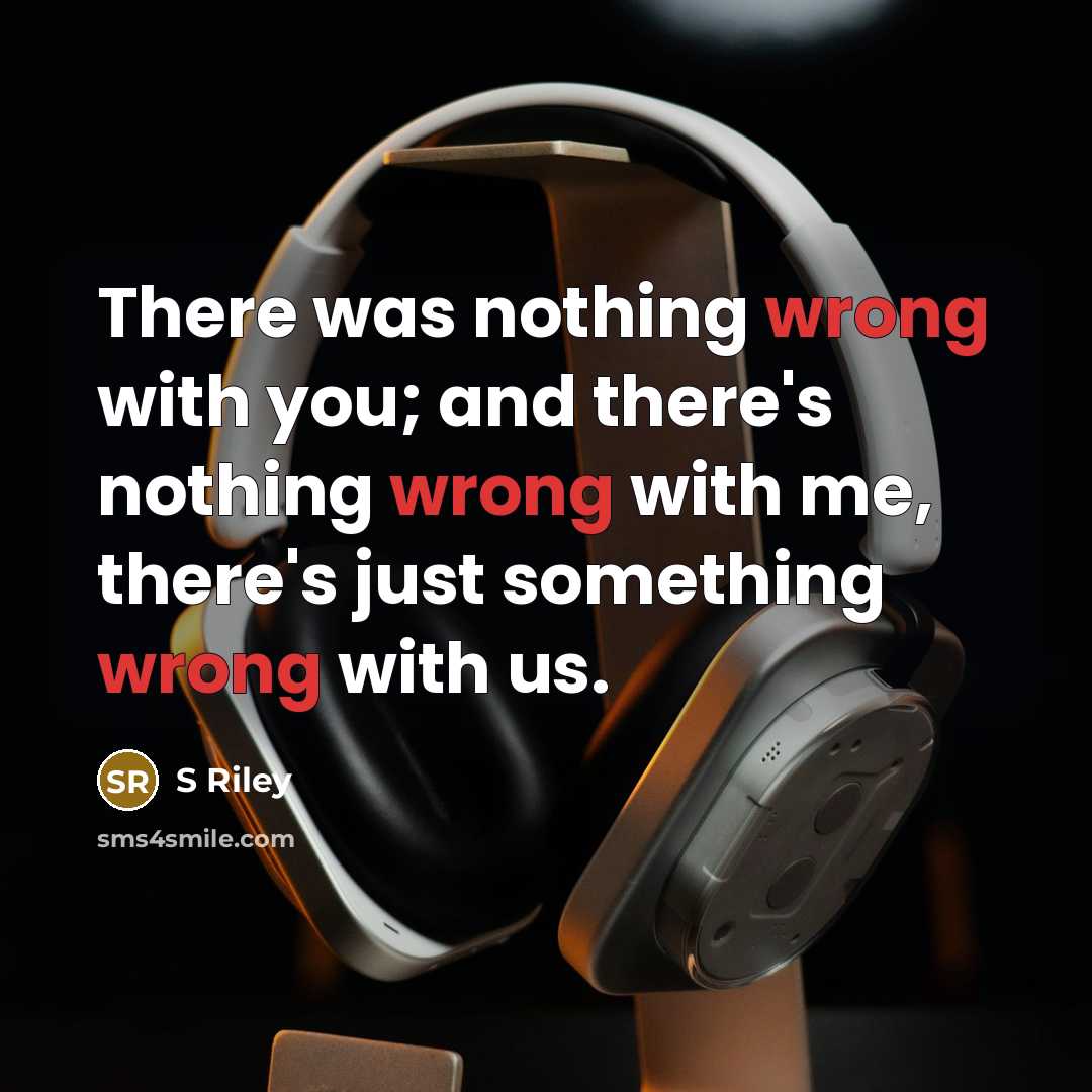 “There was nothing wrong with you; and there's nothing wrong with me, there's just something wrong with us.” quote by S Riley