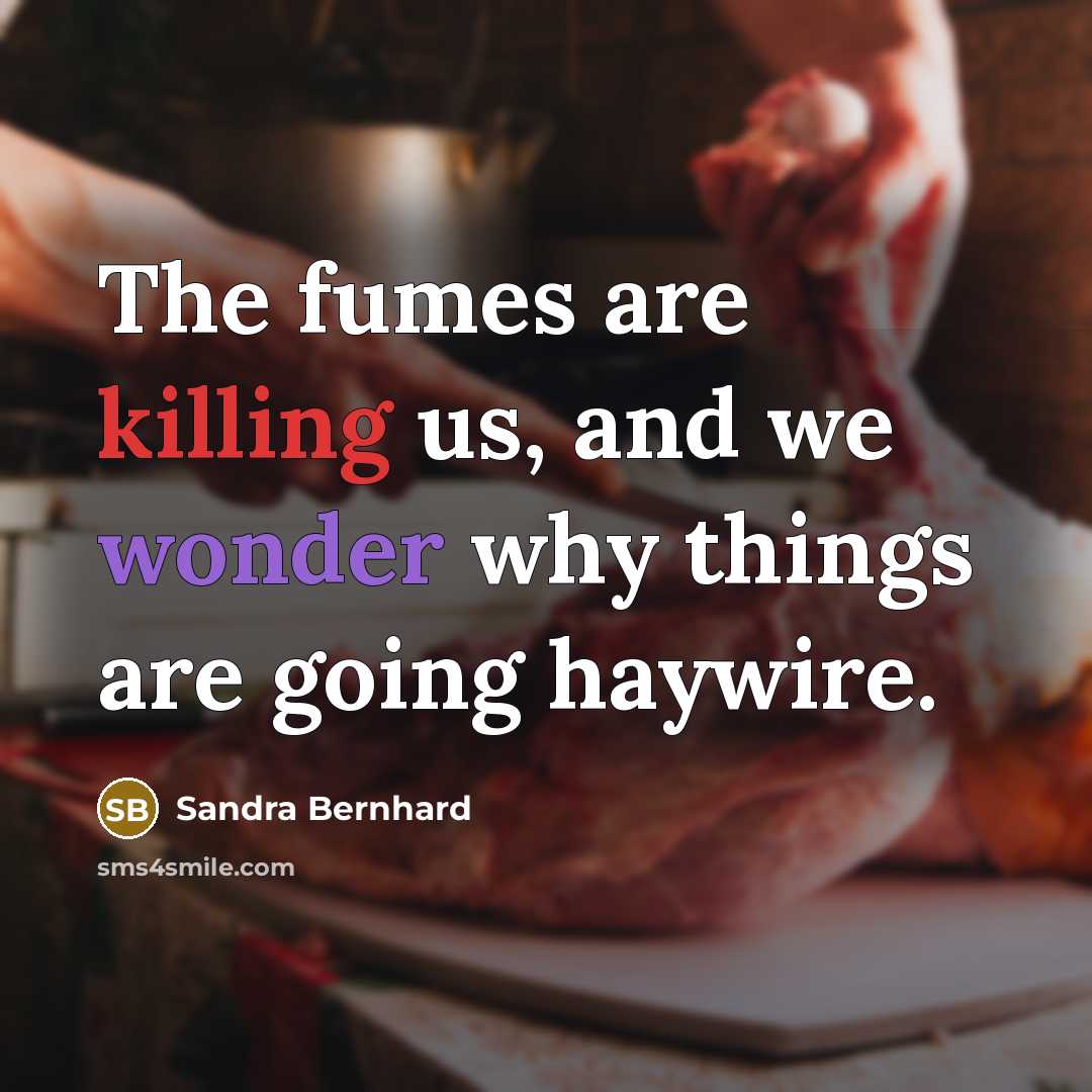 “The fumes are killing us, and we wonder why things…” quote by Sandra Bernhard