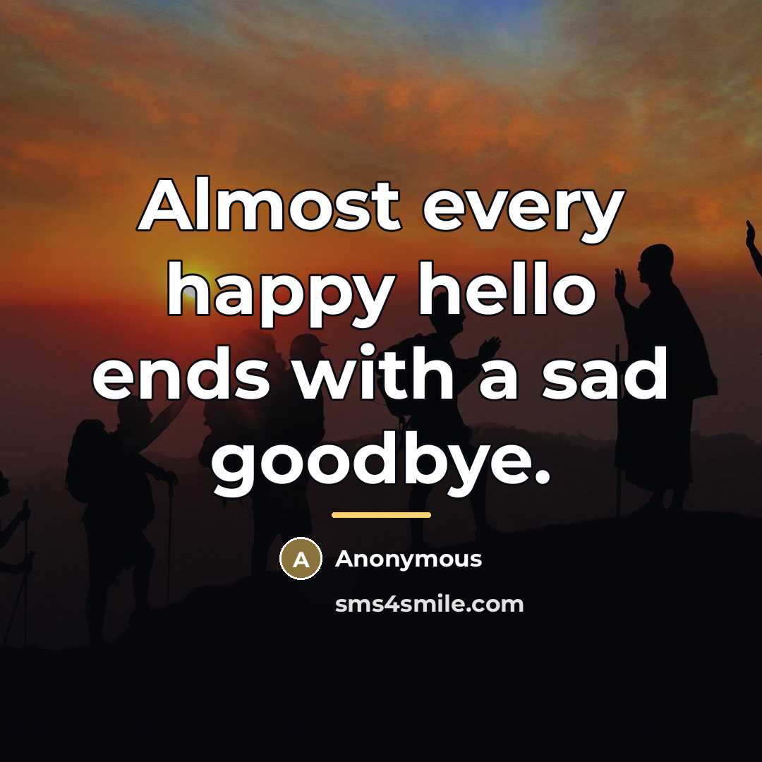 “Almost every happy hello ends with a sad goodbye.…” quote by Anonymous