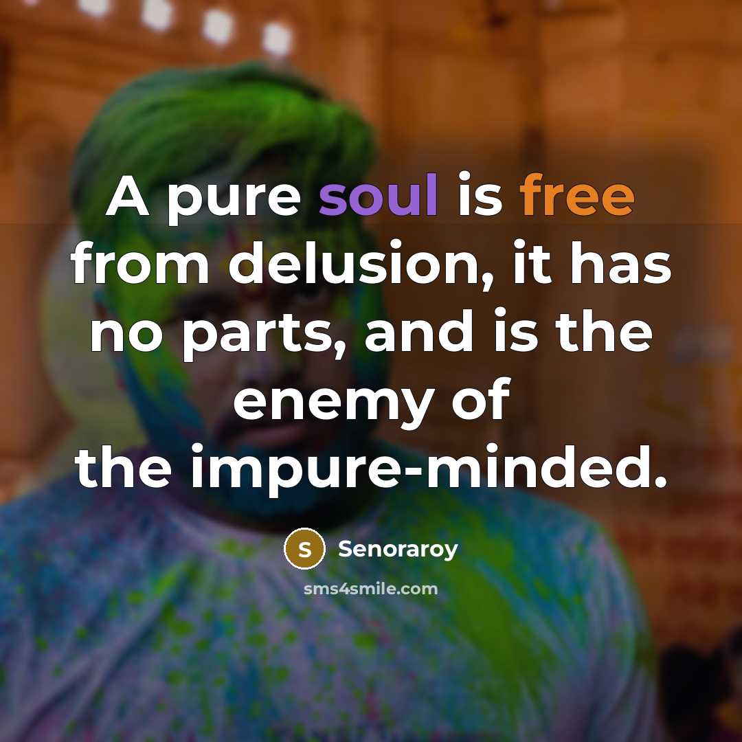 “A pure soul is free from delusion, it has no parts, and is the enemy of the impure-minded.” quote by Senoraroy