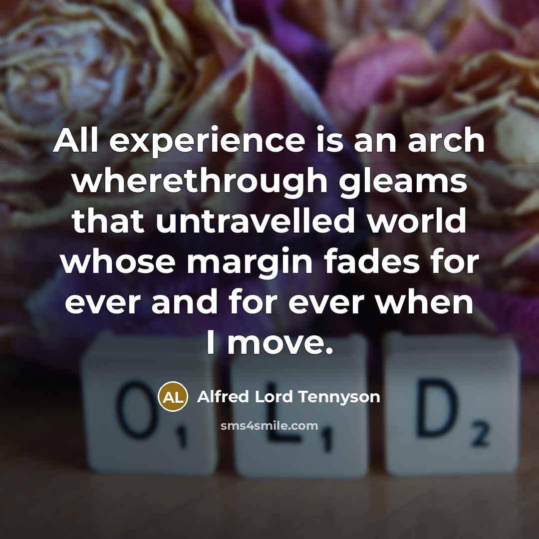 “All experience is an arch wherethrough gleams that untravelled world…” quote by Alfred Lord Tennyson