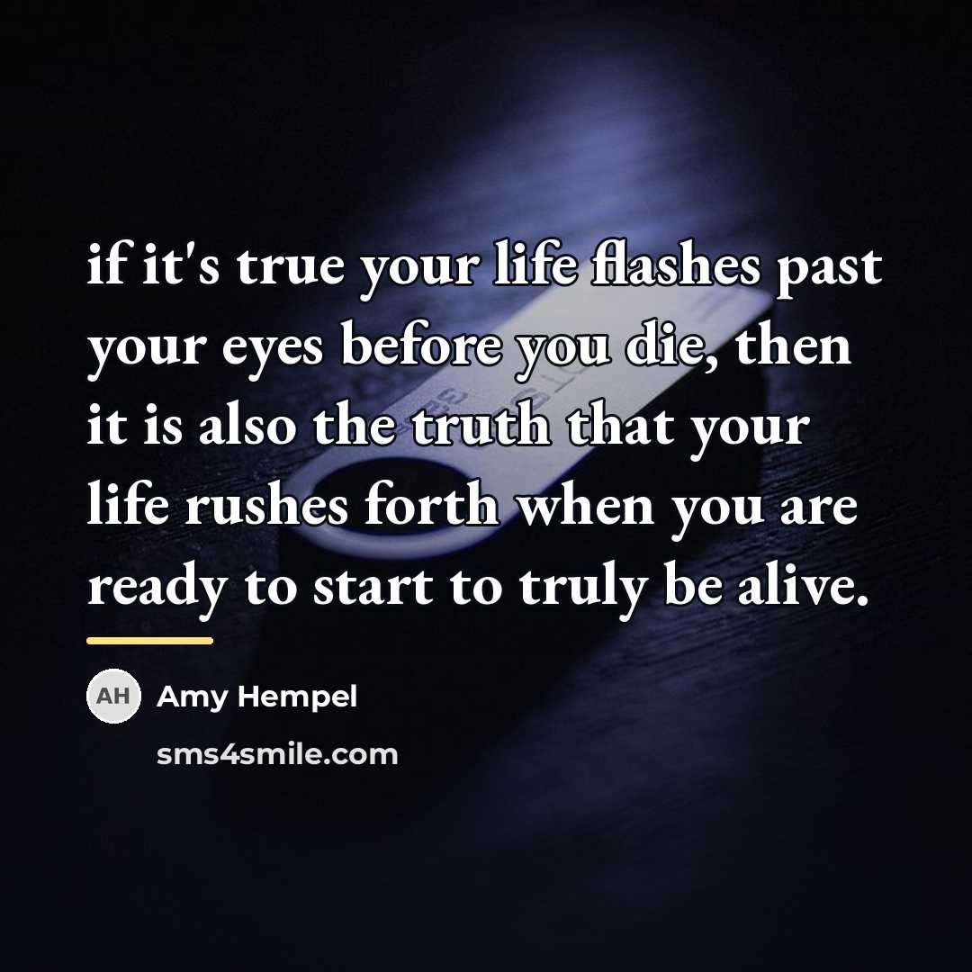 “if it's true your life flashes past your eyes before…” quote by Amy Hempel