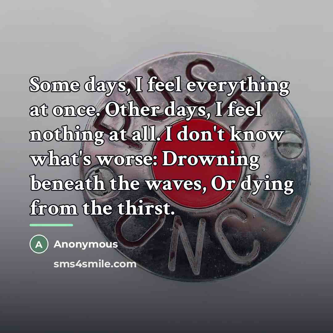 “Some days, I feel everything at once. Other days, I…” quote by Anonymous