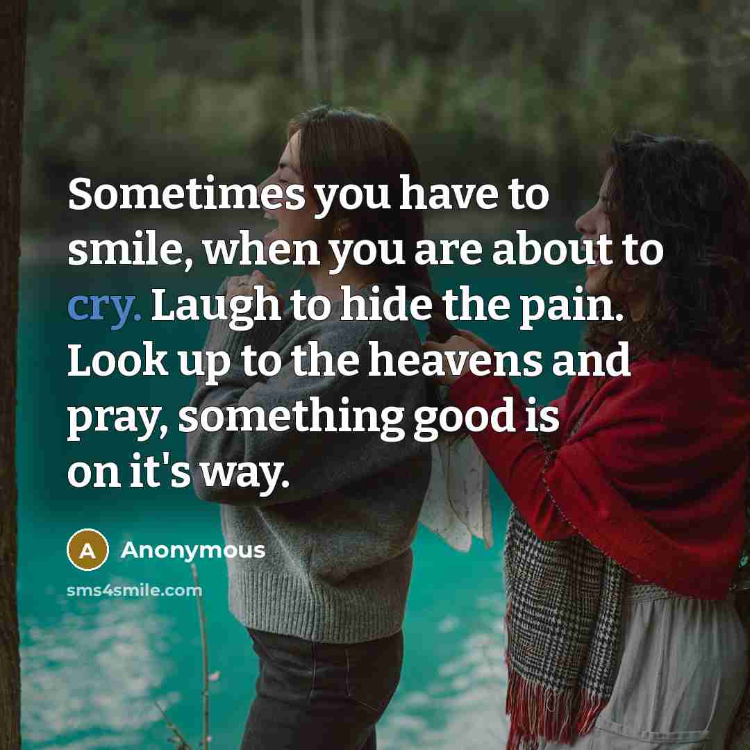“Sometimes you have to smile, when you are about to…” quote by Anonymous