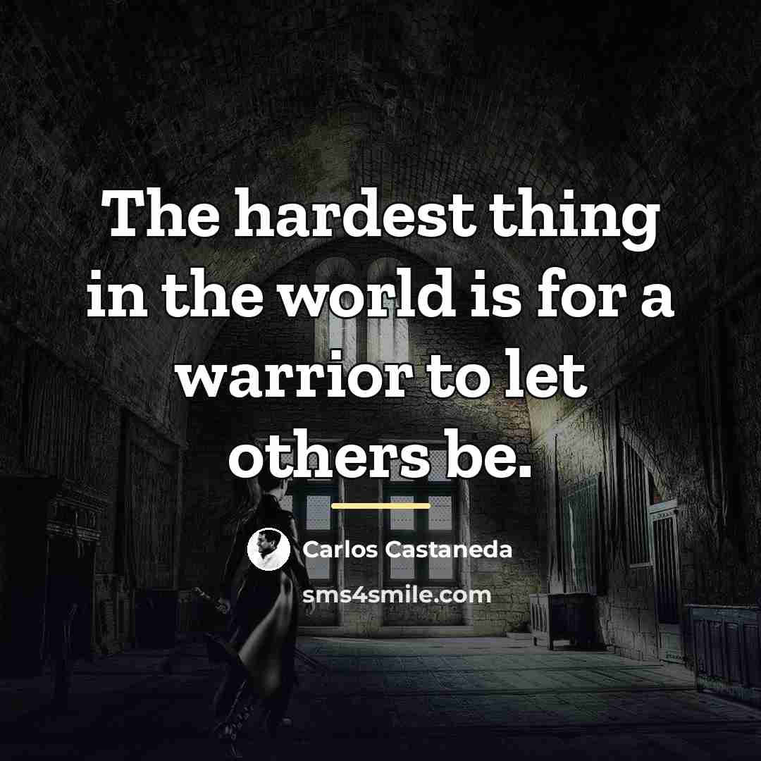 “The hardest thing in the world is for a warrior…” quote by Carlos Castaneda