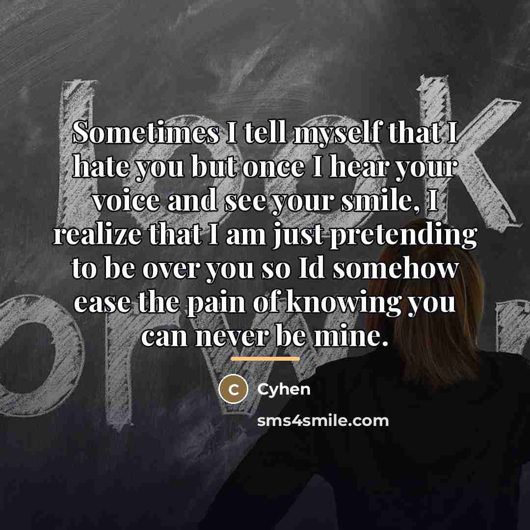 “Sometimes I tell myself that I hate you but once…” quote by Cyhen