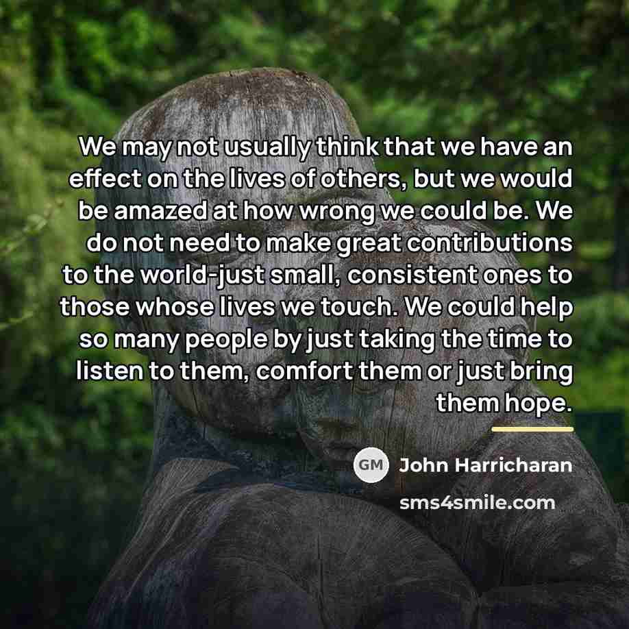 “We may not usually think that we have an effect…” quote by John Harricharan