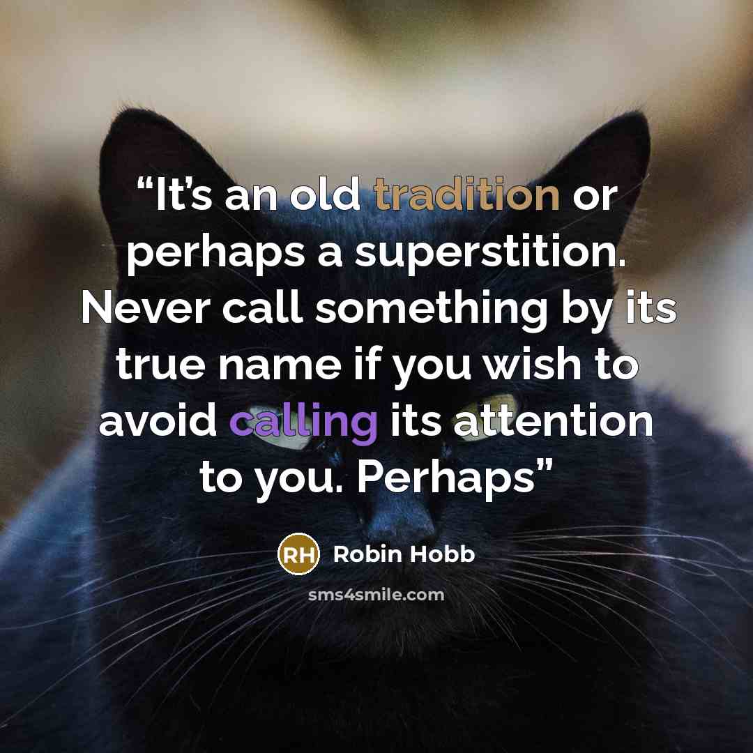 “It’s an old tradition or perhaps a superstition. Never call something by its true name if you wish to avoid calling its attention to you. Perhaps” quote by Robin Hobb