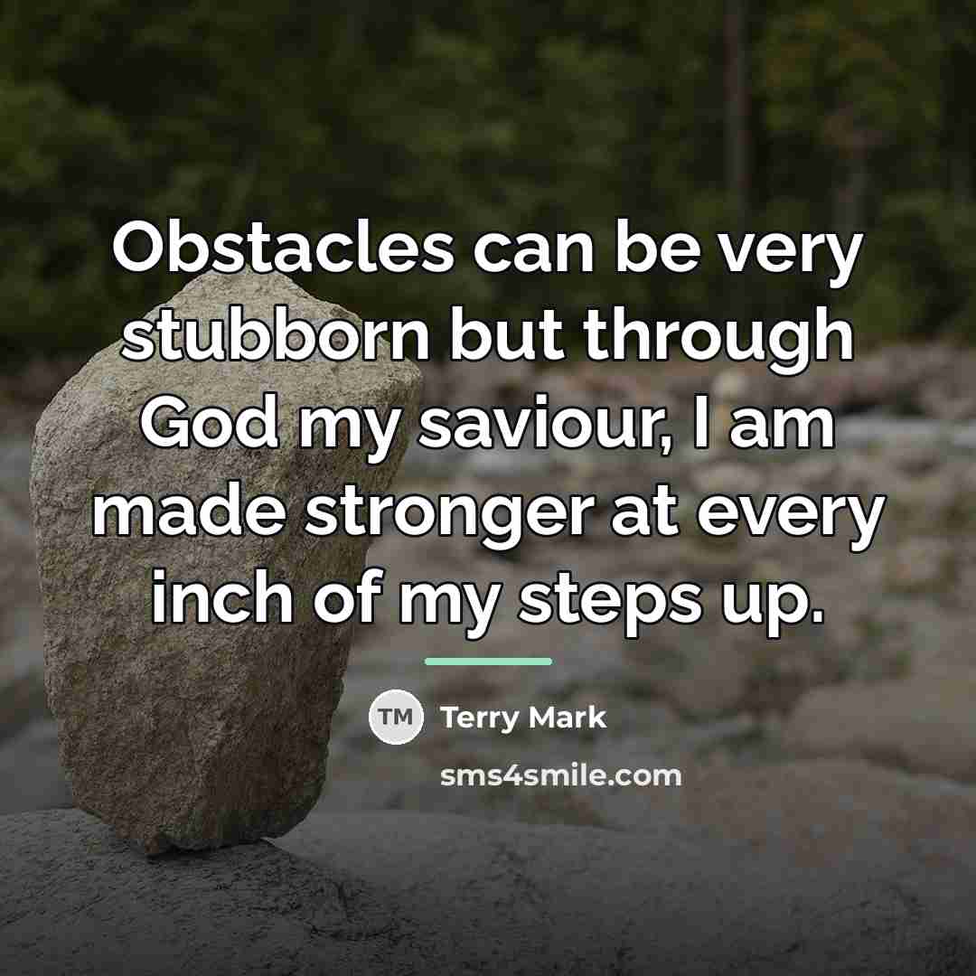 “Obstacles can be very stubborn but through God my saviour,…” quote by Terry Mark