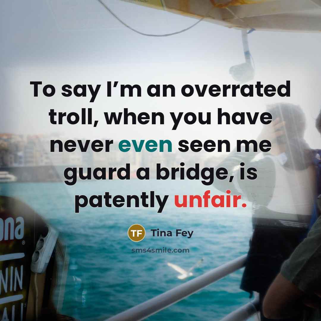 “To say I’m an overrated troll, when you have never…” quote by Tina Fey