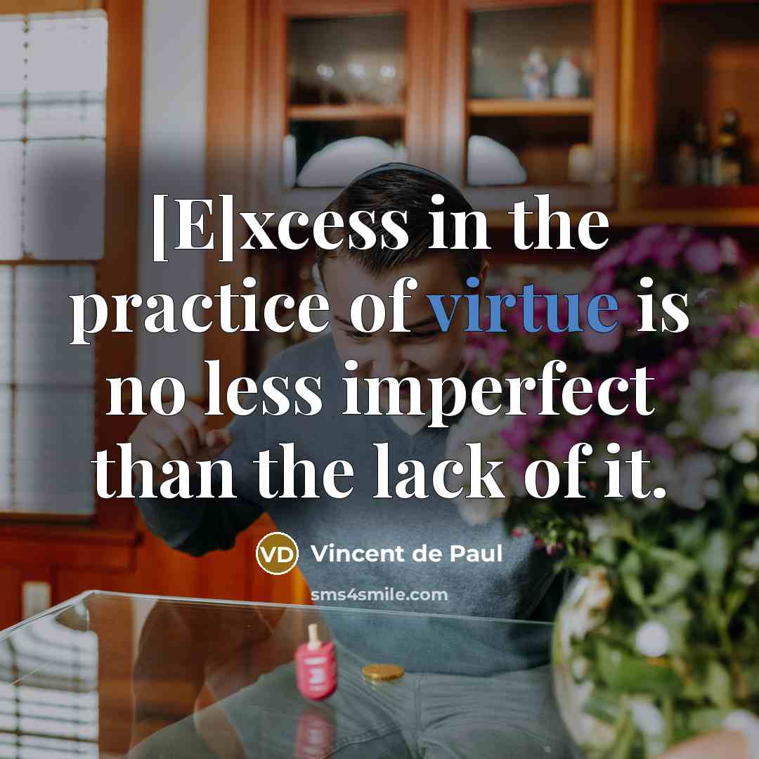 “[E]xcess in the practice of virtue is no less imperfect…” quote by Vincent de Paul