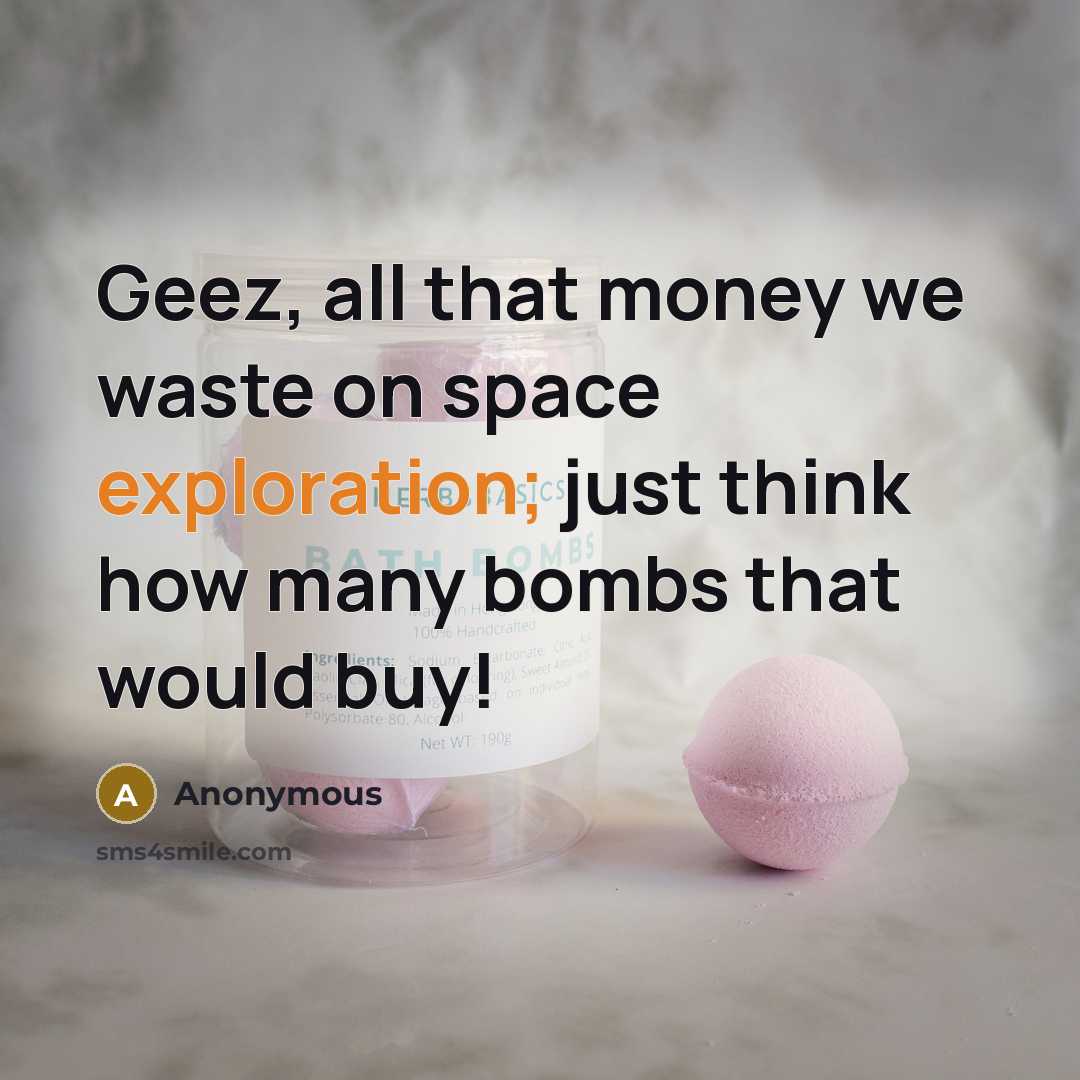 “Geez, all that money we waste on space exploration; just…” quote by Anonymous