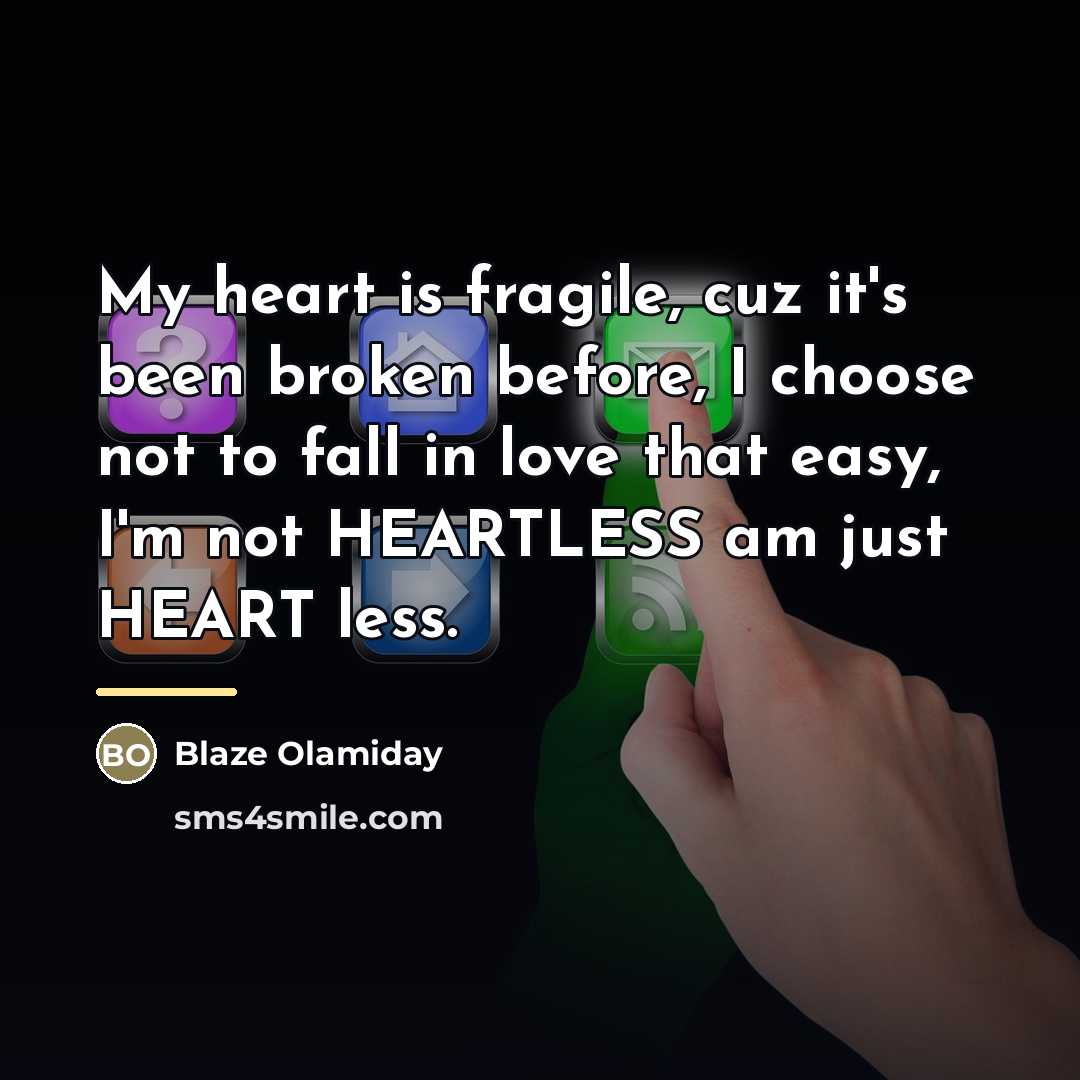 “My heart is fragile, cuz it's been broken before, I…” quote by Blaze Olamiday
