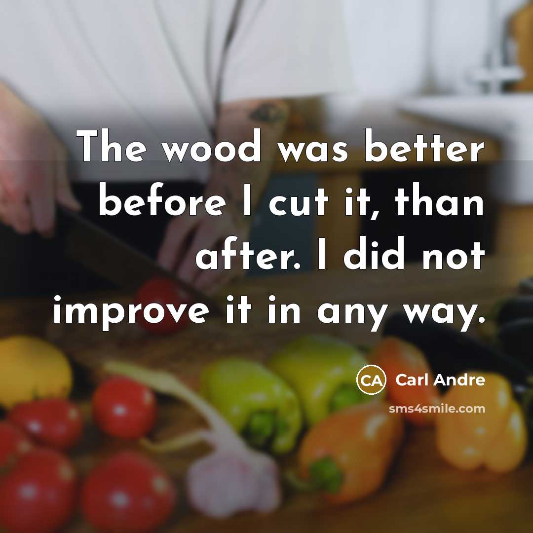 “The wood was better before I cut it, than after.…” quote by Carl Andre