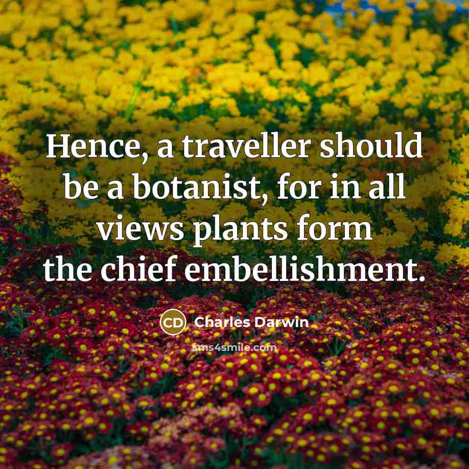 “Hence, a traveller should be a botanist, for in all…” quote by Charles Darwin