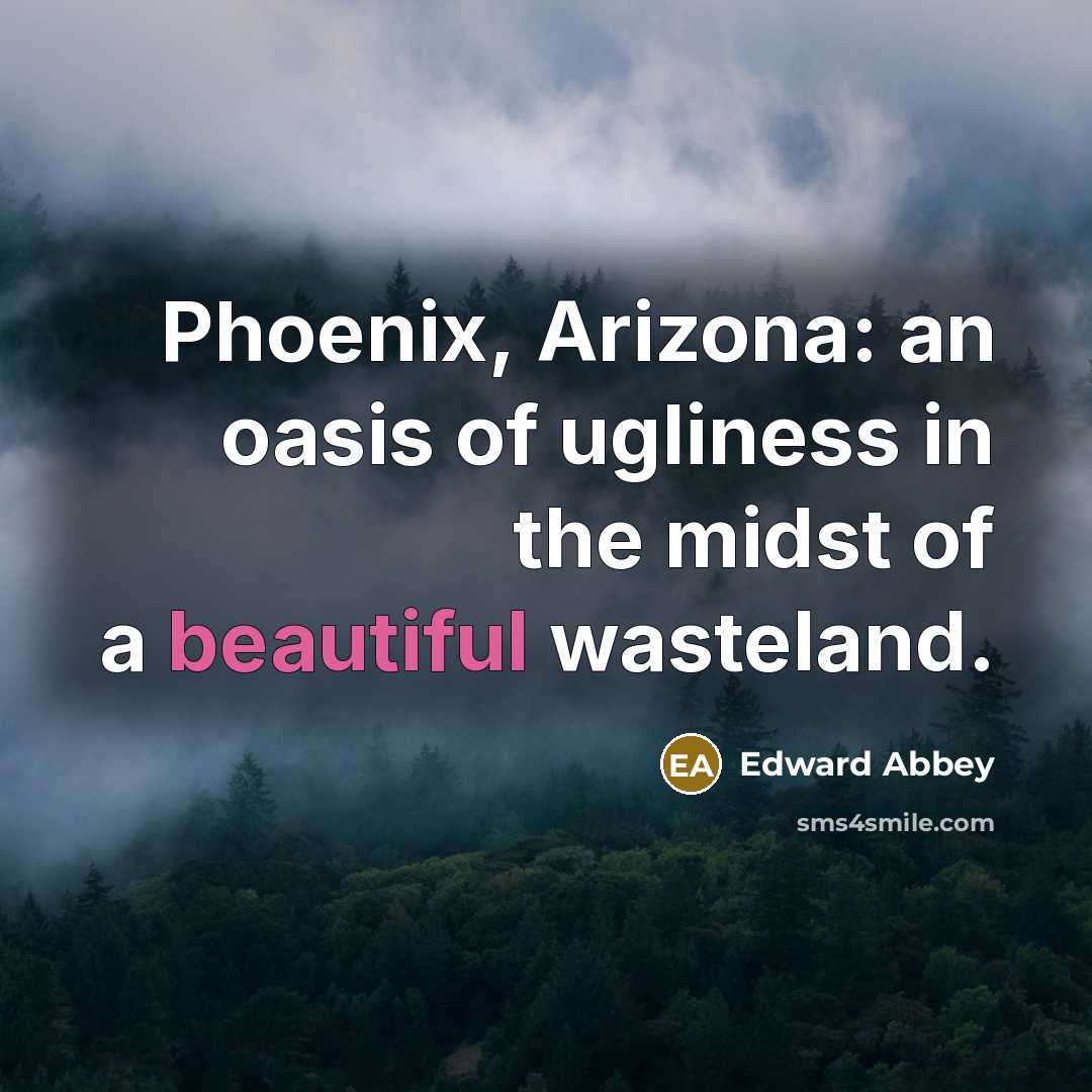 “Phoenix, Arizona: an oasis of ugliness in the midst of…” quote by Edward Abbey