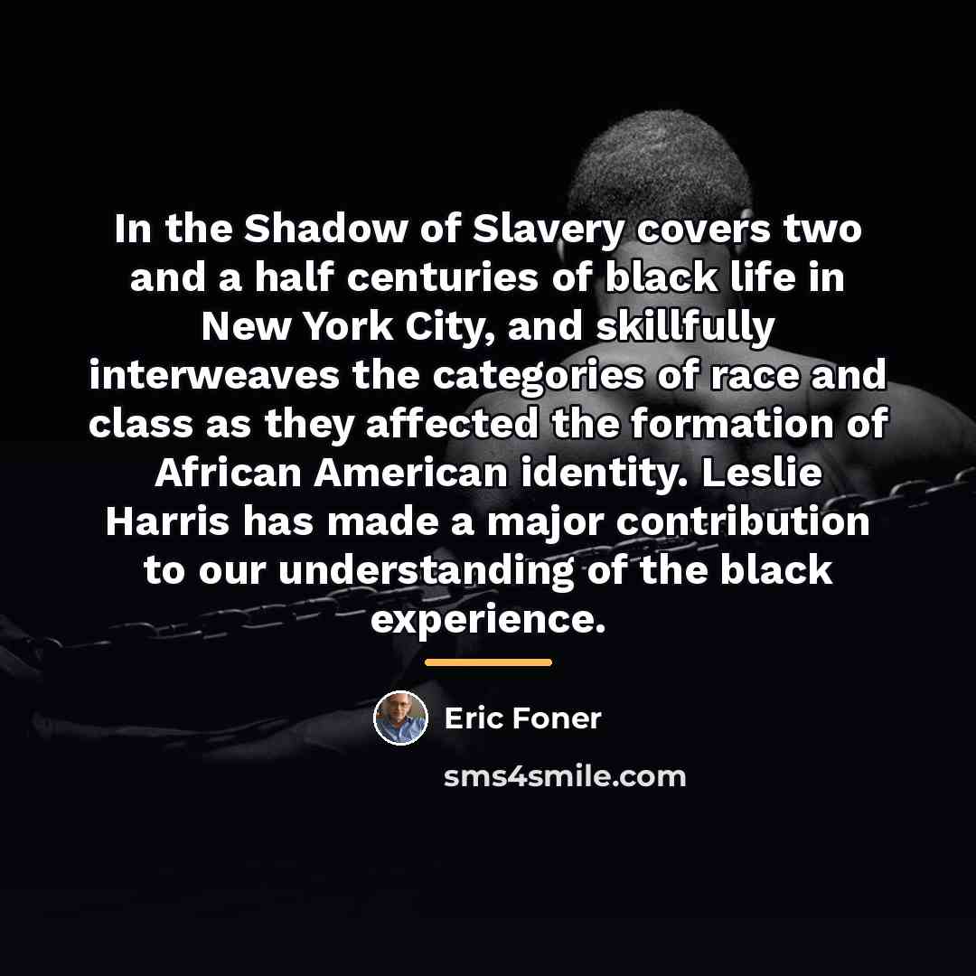 “In the Shadow of Slavery covers two and a half…” quote by Eric Foner
