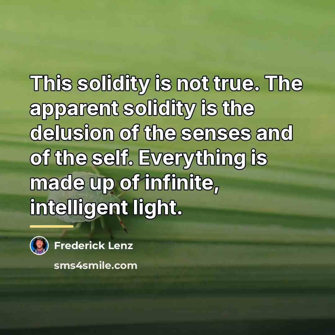 “This solidity is not true. The apparent solidity is the…” quote by Frederick Lenz