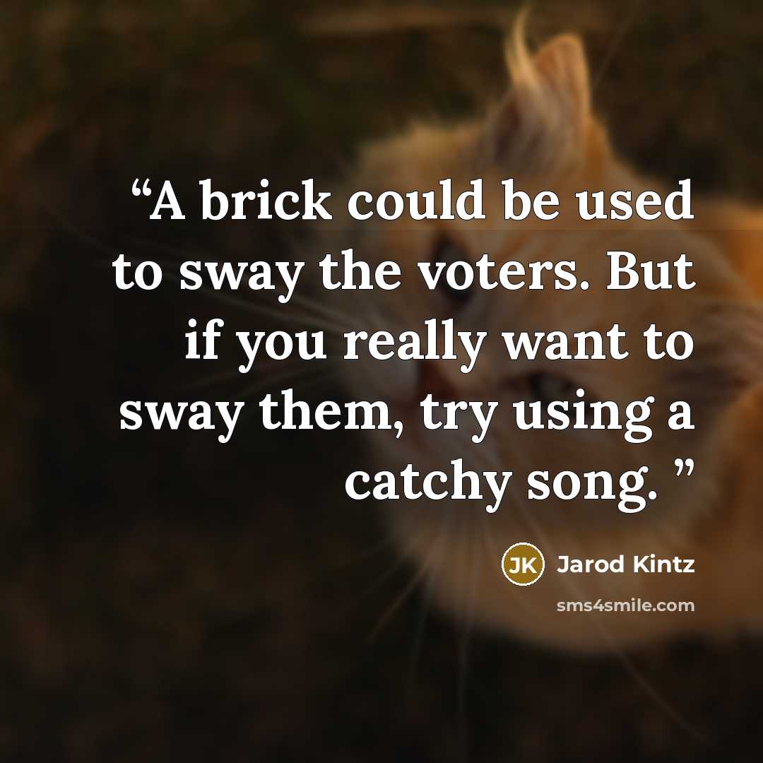 “A brick could be used to sway the voters. But if you really want to sway them, try using a catchy song.” quote by Jarod Kintz
