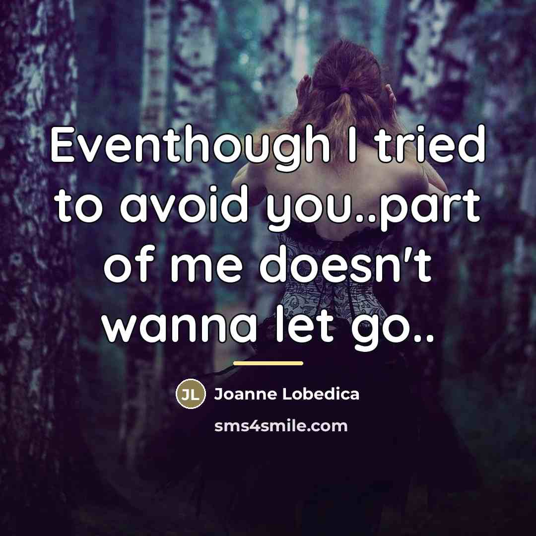 “Eventhough I tried to avoid you..part of me doesn't wanna…” quote by Joanne Lobedica