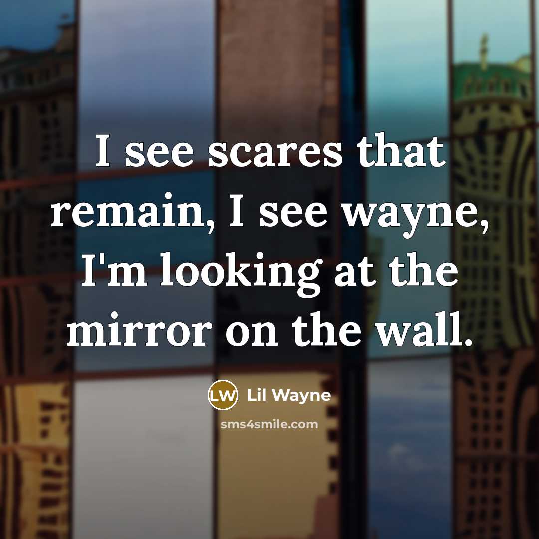 “I see scares that remain, I see wayne, I'm looking at the mirror on the wall.” quote by Lil Wayne