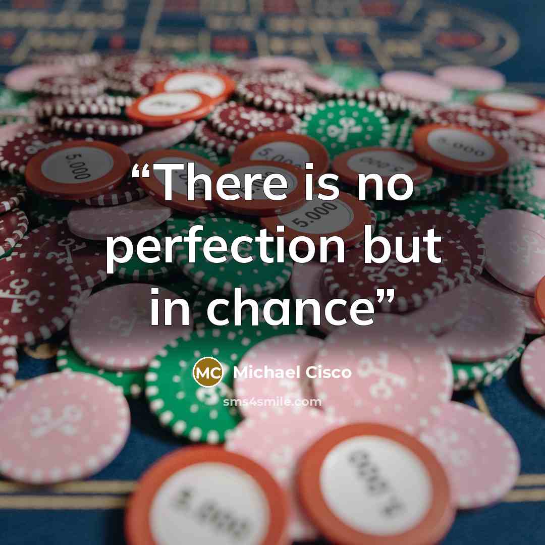 “There is no perfection but in chance” quote by Michael Cisco