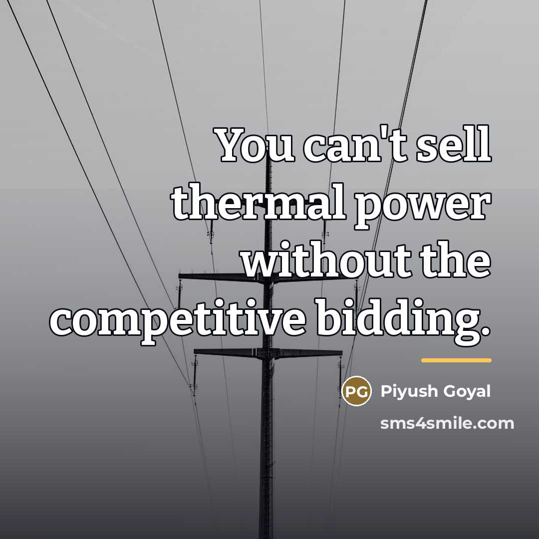 “You can't sell thermal power without the competitive bidding.…” quote by Piyush Goyal