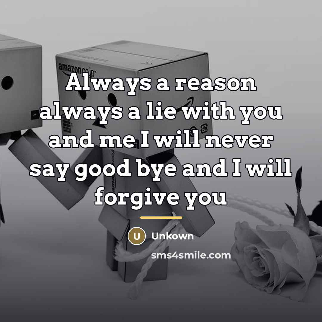 “Always a reason always a lie with you and me…” quote by Unkown