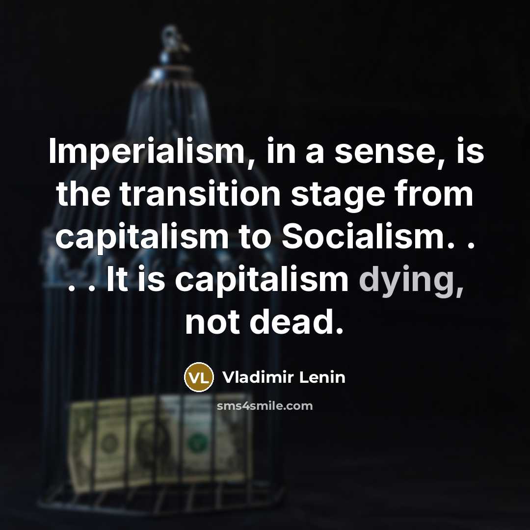 “Imperialism, in a sense, is the transition stage from capitalism…” quote by Vladimir Lenin