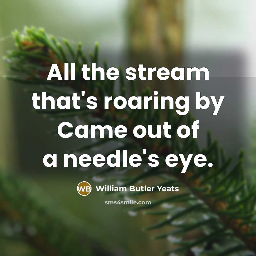 “All the stream that's roaring by Came out of a…” quote by William Butler Yeats