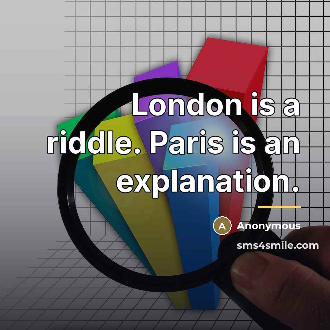 “London is a riddle. Paris is an explanation.…” quote by Anonymous