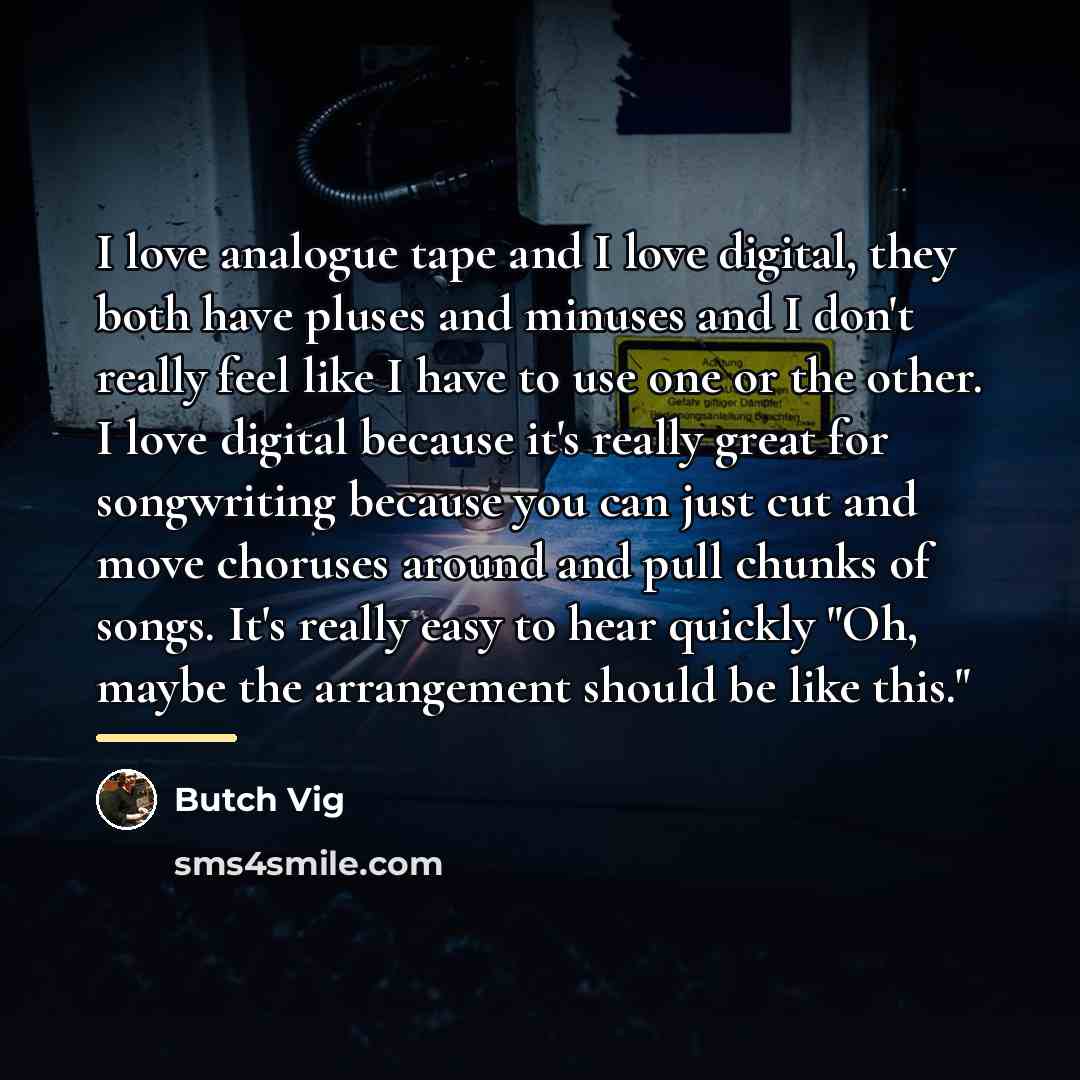 “I love analogue tape and I love digital, they both…” quote by Butch Vig