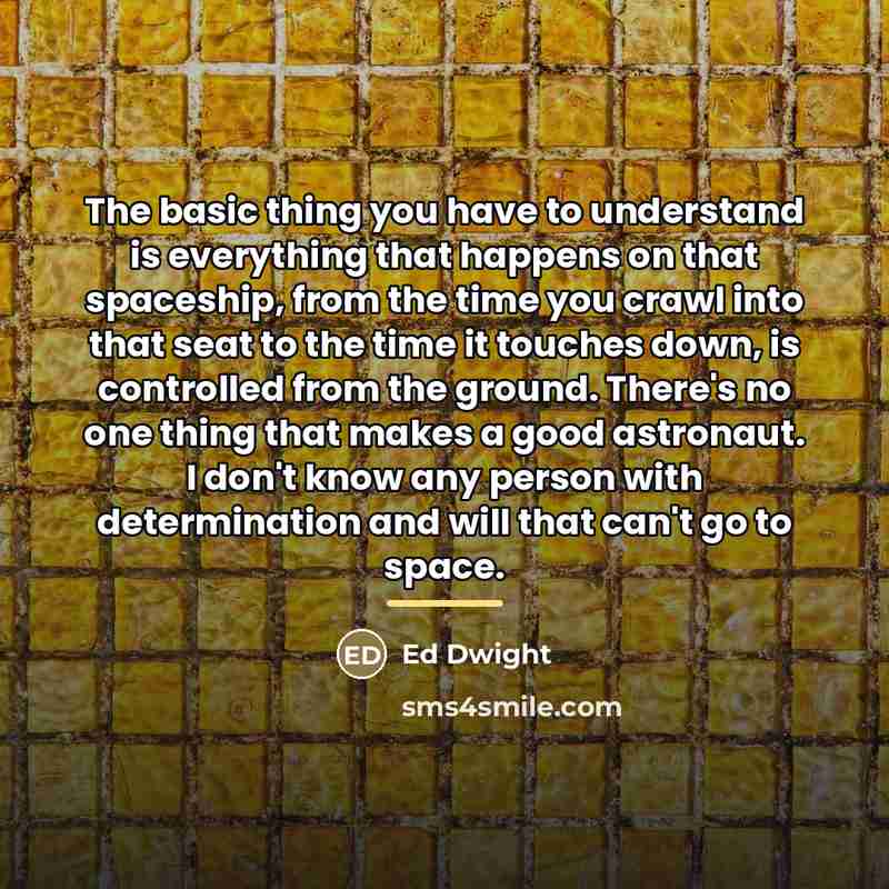 “The basic thing you have to understand is everything that…” quote by Ed Dwight