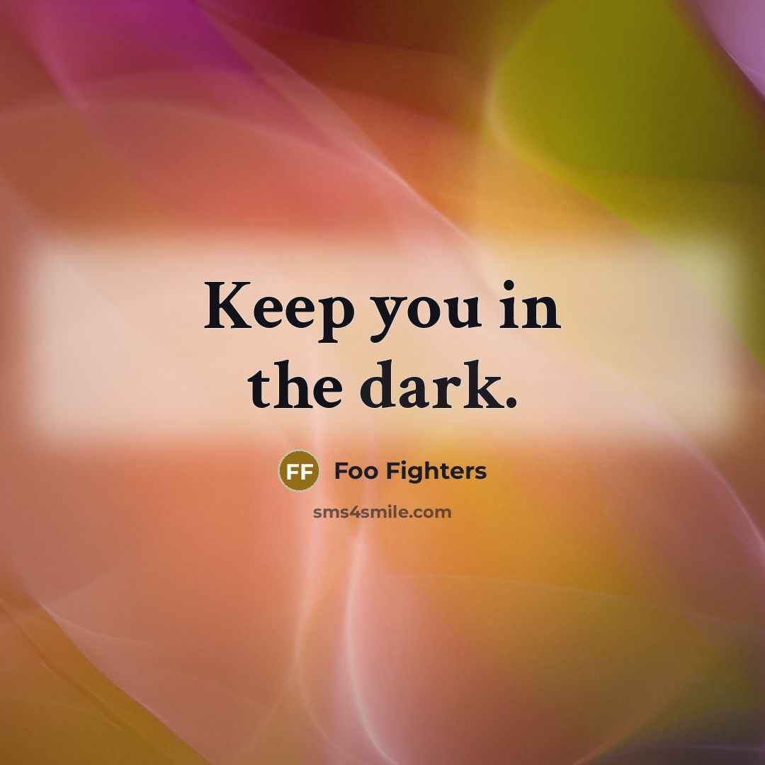“Keep you in the dark.…” quote by Foo Fighters