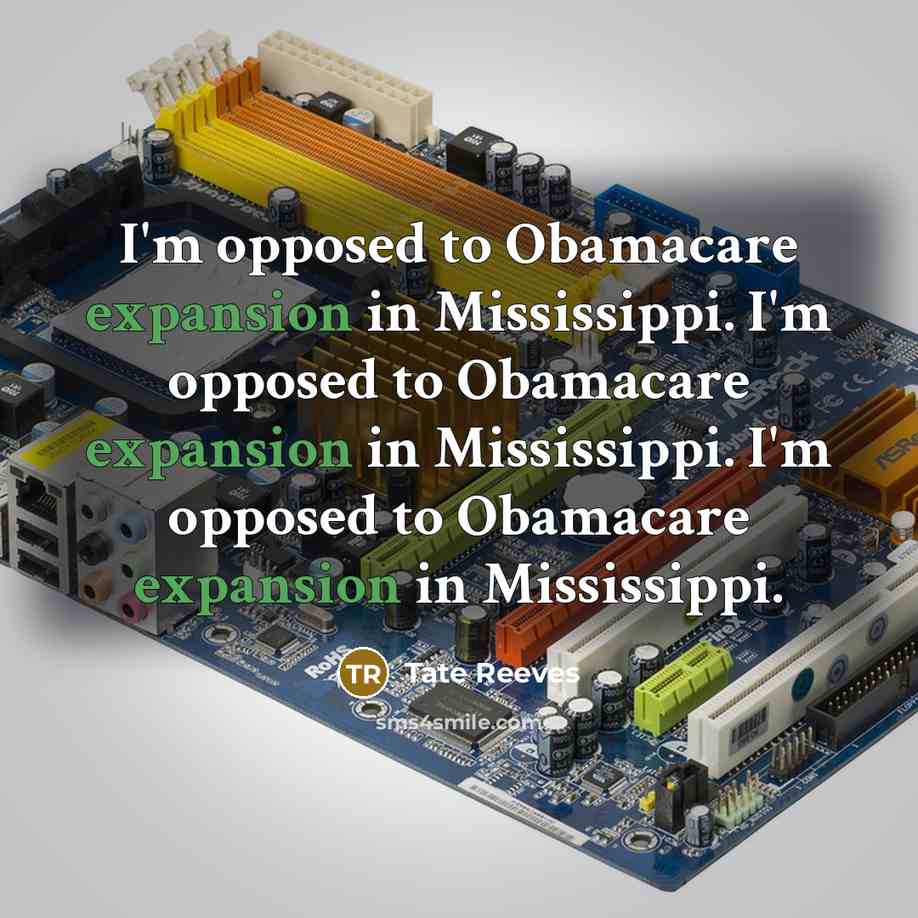 “I'm opposed to Obamacare expansion in Mississippi. I'm opposed to…” quote by Tate Reeves