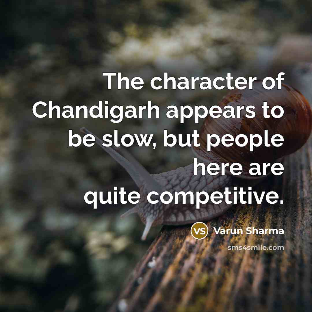 “The character of Chandigarh appears to be slow, but people…” quote by Varun Sharma