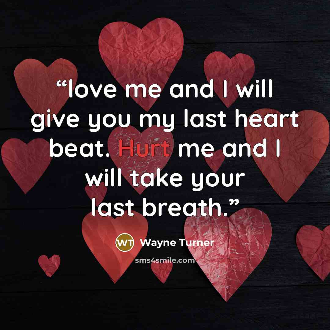 “love me and I will give you my last heart beat. Hurt me and I will take your last breath.” quote by Wayne Turner