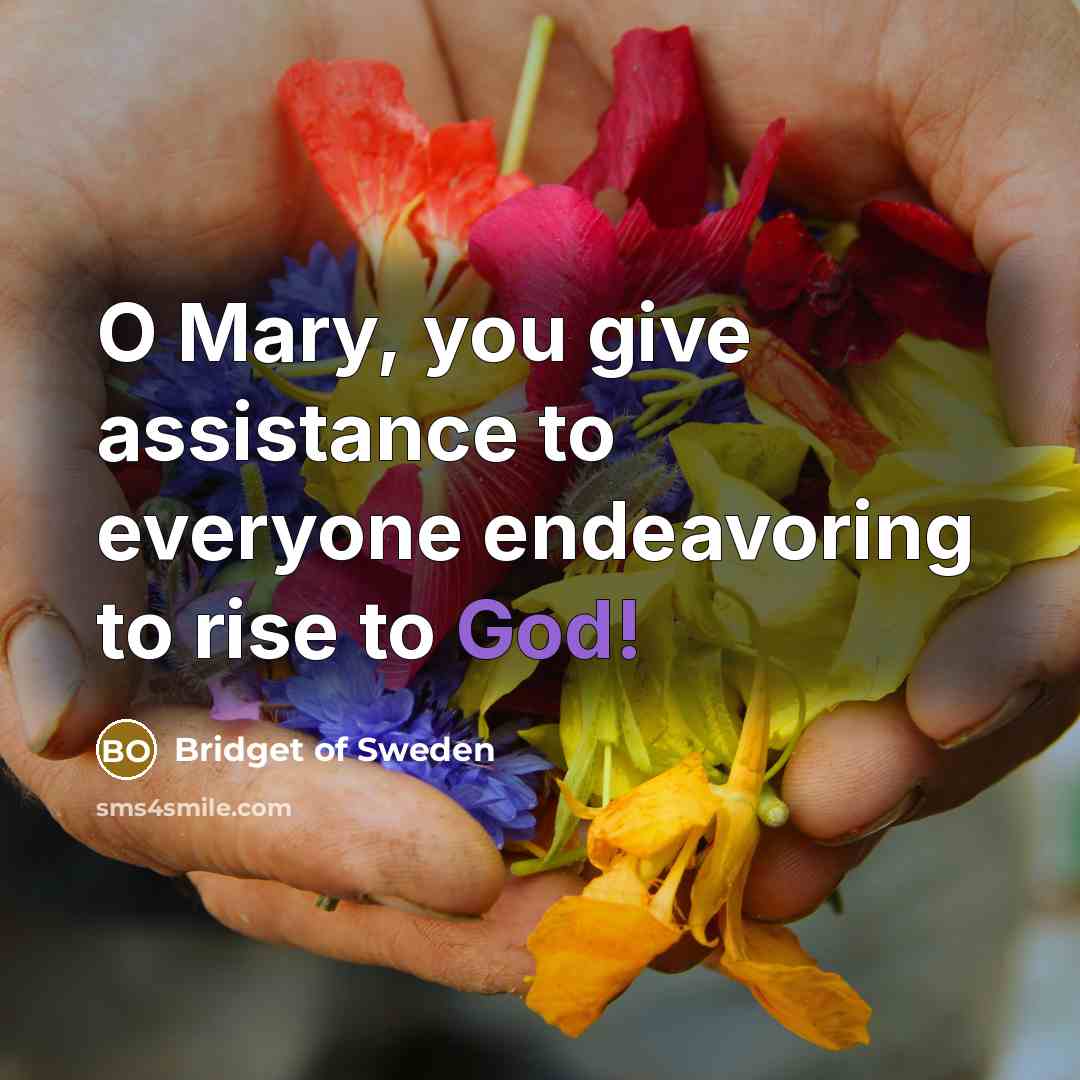 “O Mary, you give assistance to everyone endeavoring to rise…” quote by Bridget of Sweden