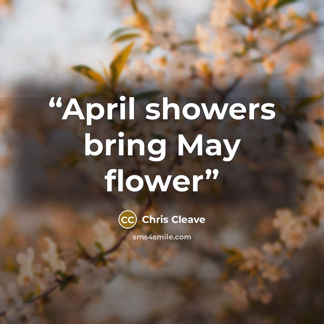 “April showers bring May flower” quote by Chris Cleave