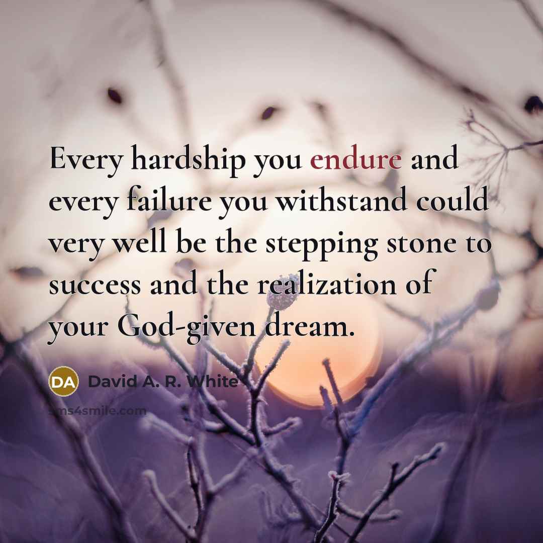 “Every hardship you endure and every failure you withstand could…” quote by David A. R. White
