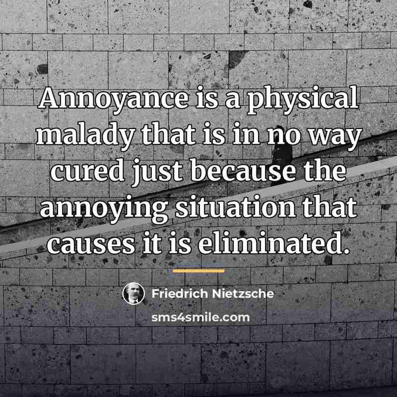 “Annoyance is a physical malady that is in no way…” quote by Friedrich Nietzsche