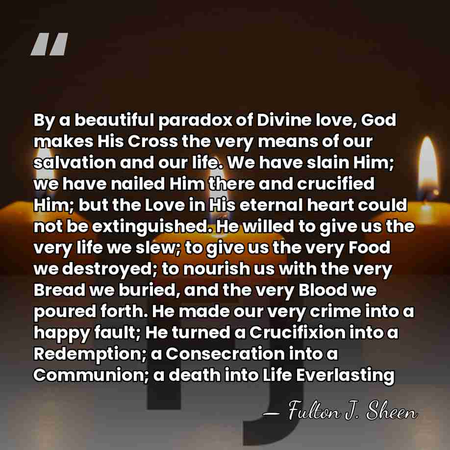 By a beautiful paradox of Divine love, God makes His Cross the&hellip; - Fulton J. Sheen