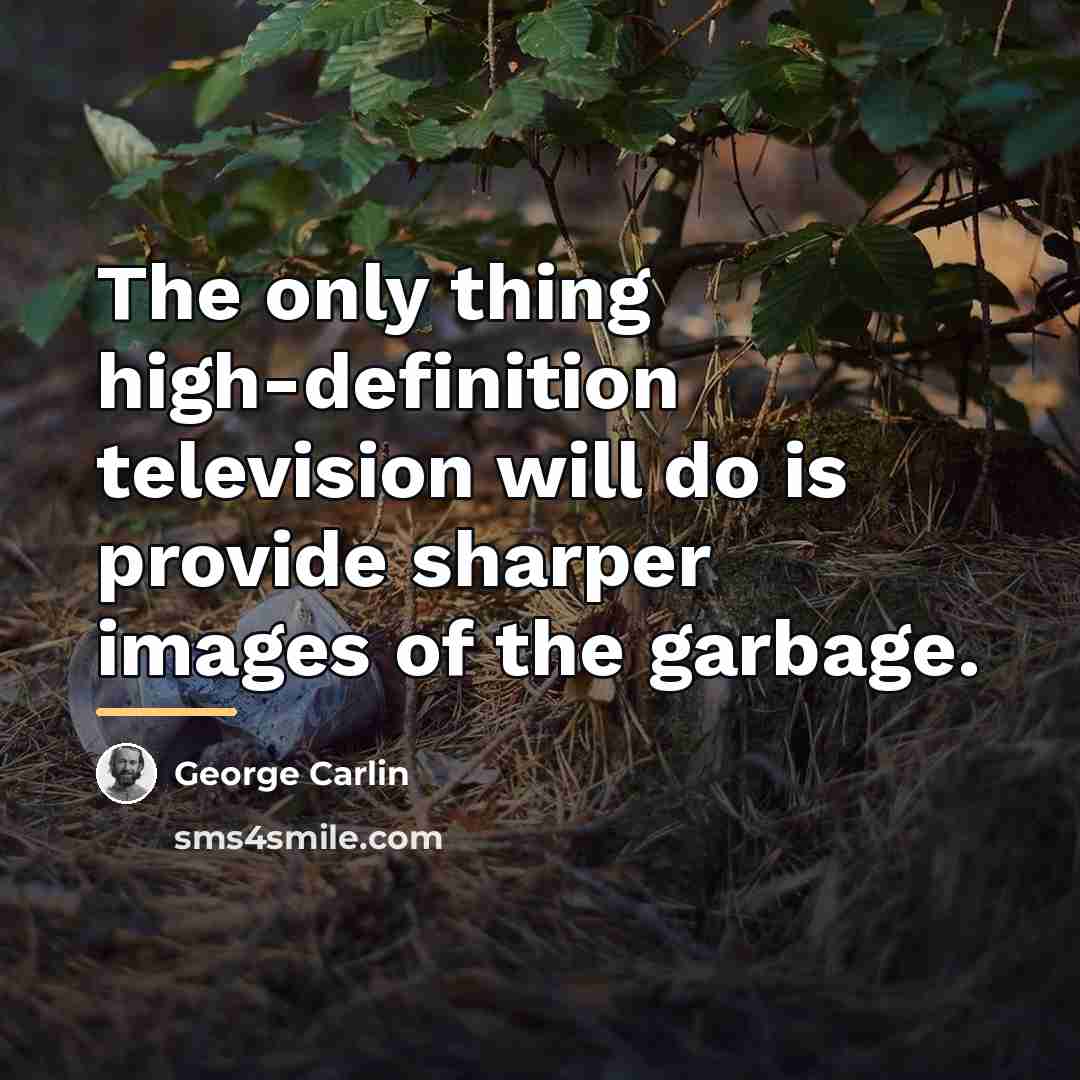 “The only thing high-definition television will do is provide sharper…” quote by George Carlin