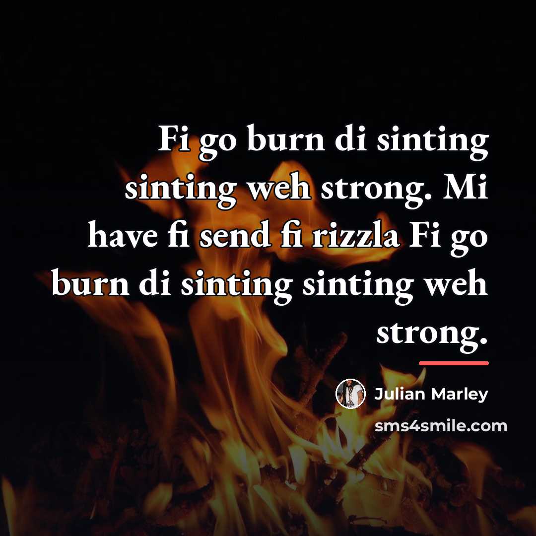 “Fi go burn di sinting sinting weh strong. Mi have…” quote by Julian Marley